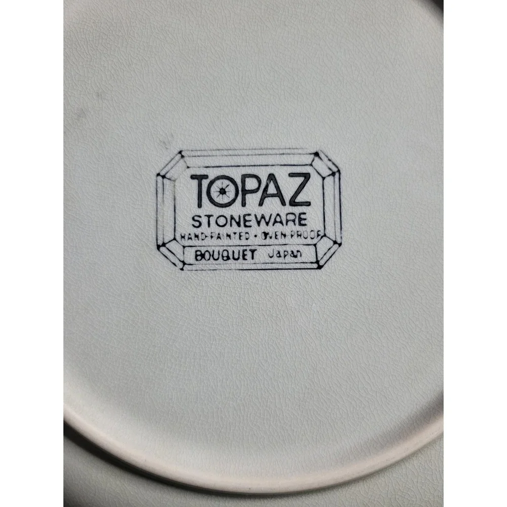 Vtg Plate Topaz Stoneware Bouquet Japan Hand-Painted cottagecore  yellow brown f